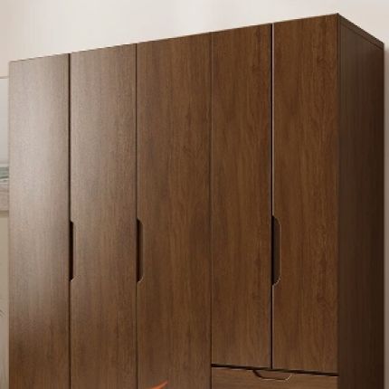 全实木小衣柜家用卧室小户型北欧现代四六门橡木衣橱储物组合柜子