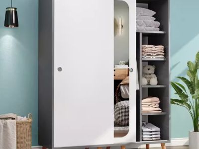 定制移门衣柜简约推拉门衣橱经济出租房用带穿衣镜儿童卧室收纳柜