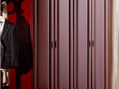 新中式实木衣柜4门235门卧室家具定制水曲柳大衣橱家用紫檀色红木