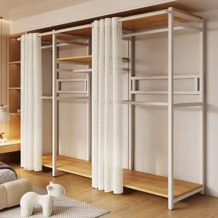 衣柜家用卧室出租房用加厚加粗全钢架结实耐用简易宿舍挂衣服柜子