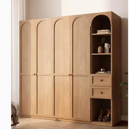 现代简约复古一门到顶衣柜家用卧室小户型平开门收纳储物柜大衣橱